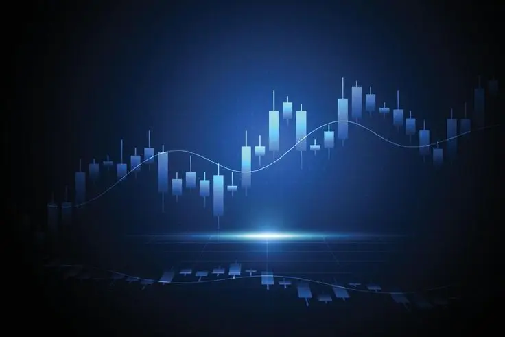business candle stick graph chart of stock market investment trading on white background design bullish point, trend of graph